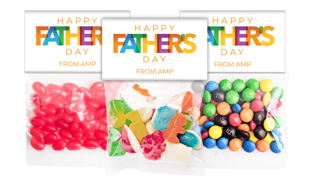 Colourful Fathers Day Personalised Lolly Bag With Topper