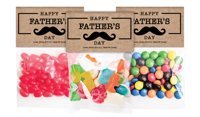 Kraft Moustache Fathers Day Personalised Lolly Bag With Topper