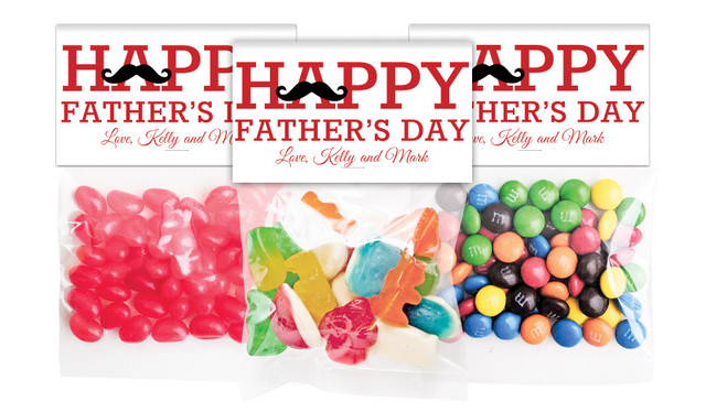 Moustache Fathers Day Personalised Lolly Bag With Topper