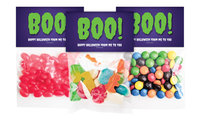 Boo Halloween Personalised Lolly Bag With Topper