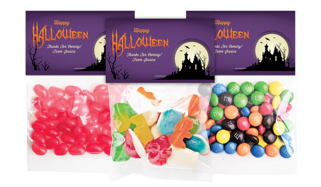 Creepy House Halloween Personalised Lolly Bag With Topper