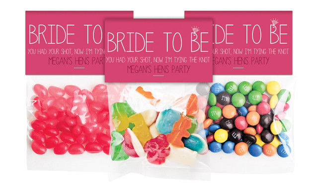 Bride To Be Hens Night Personalised Lolly Bag With Topper