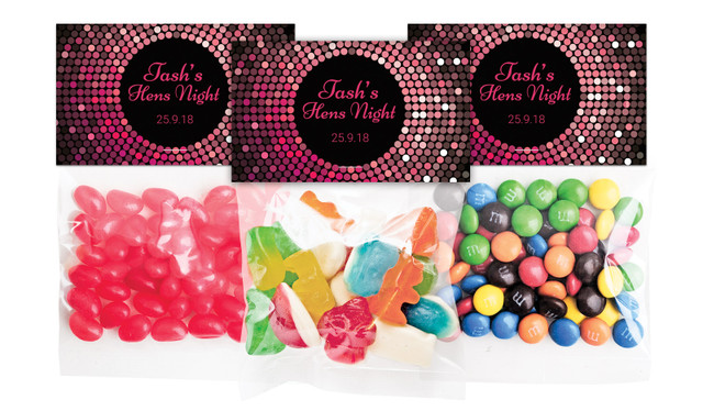 Pink Disco Hens Night Personalised Lolly Bag With Topper