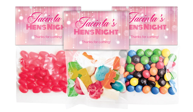 Pink Glam Hens Night Personalised Lolly Bag With Topper