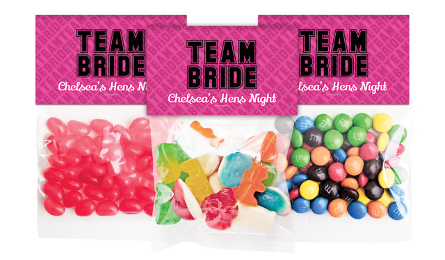 Team Bride Hens Night Personalised Lolly Bag With Topper