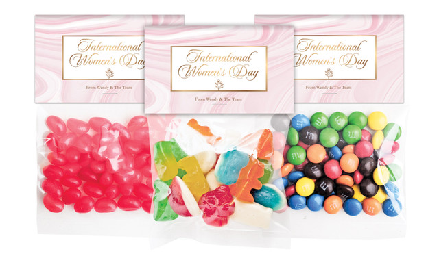 Pink Marble International Womens Day Personalised Lolly Bag With Topper