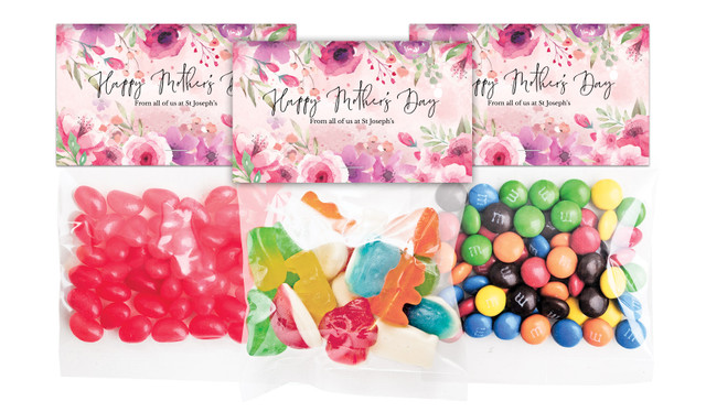 Floral Watercolour Mothers Day Personalised Lolly Bag With Topper