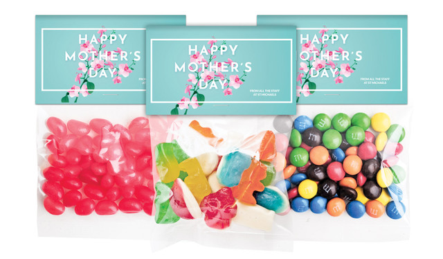 Pink Blooms On Aqua Mothers Day Personalised Lolly Bag With Topper