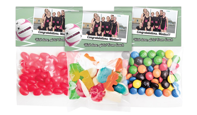 Netball Photo Personalised Lolly Bag With Topper