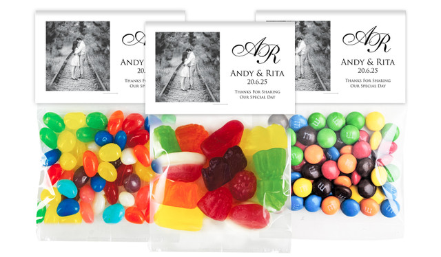 Add A Photo White Wedding Personalised Lolly Bag With Topper
