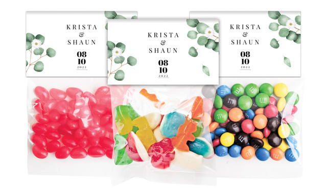 Eucalyptus Wedding Personalised Lolly Bag With Topper