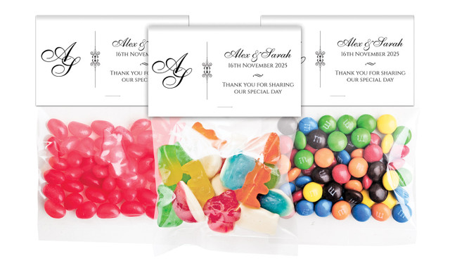 Initials Wedding Personalised Lolly Bag With Topper