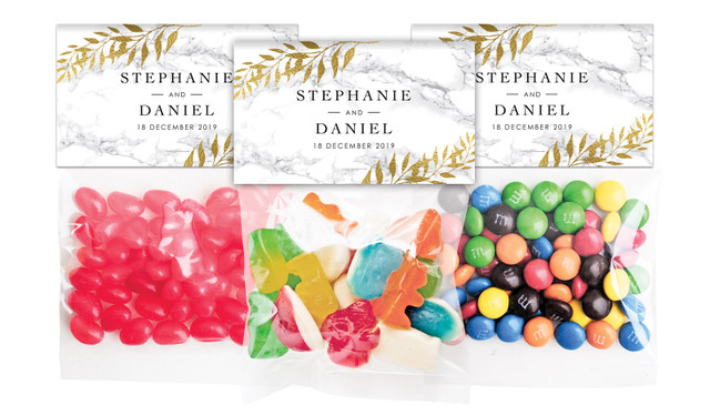 Marble & Fern Wedding Personalised Lolly Bag With Topper