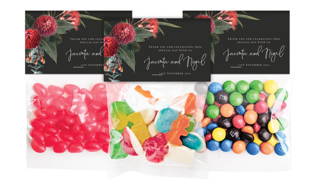 Wild Flowers Dark Wedding Personalised Lolly Bag With Topper