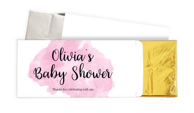 A Splash Of Watercolour Pink Baby Shower Personalised Chocolate Bar In A Box