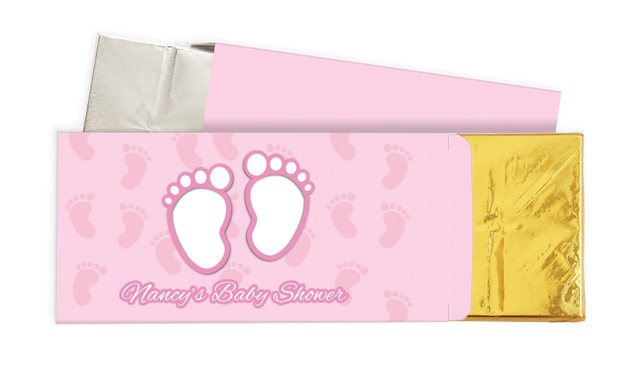 Baby Feet Pink Baby Shower Personalised Chocolate Bar In A Box