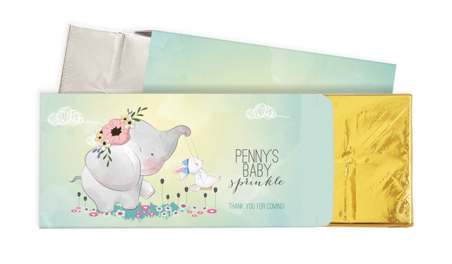 Elephant And Friend Baby Shower Personalised Chocolate Bar In A Box