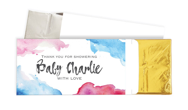 Mixed Watercolour Baby Shower Personalised Chocolate Bar In A Box