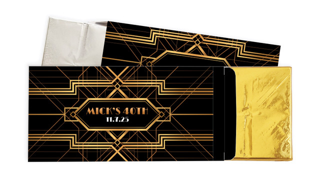 Art Deco Gold Personalised Chocolate Bar In A Box