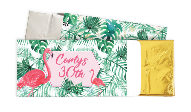 Flamingo Jungle Personalised Chocolate Bar In A Box