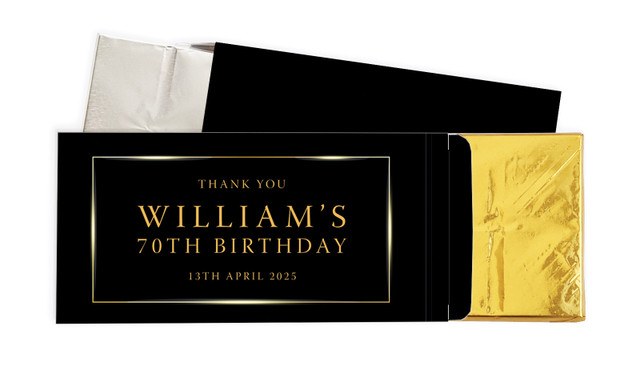 Gold On Black Personalised Chocolate Bar In A Box