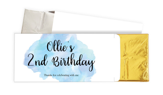 A Splash Of Watercolour Blue Birthday Personalised Chocolate Bar In A Box