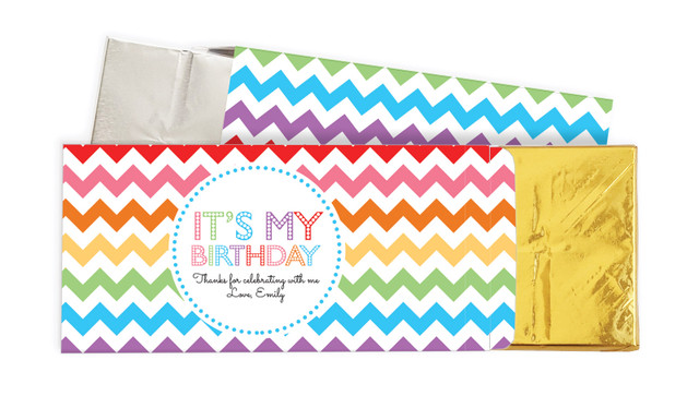 Chevron Rainbow Birthday Personalised Chocolate Bar In A Box