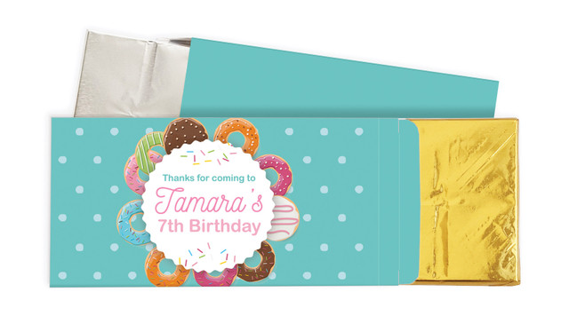 Donut Party Birthday Personalised Chocolate Bar In A Box