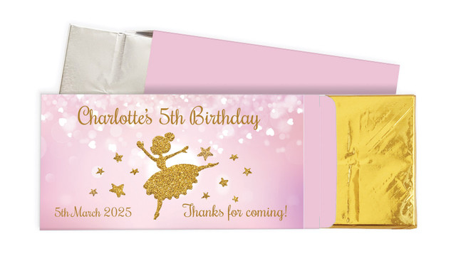 Golden Ballerina Birthday Personalised Chocolate Bar In A Box