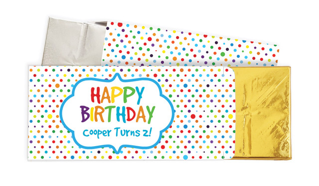 Happy Dots Birthday Personalised Chocolate Bar In A Box