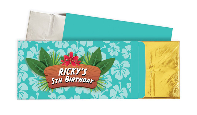 Hawaiian Luau Birthday Personalised Chocolate Bar In A Box