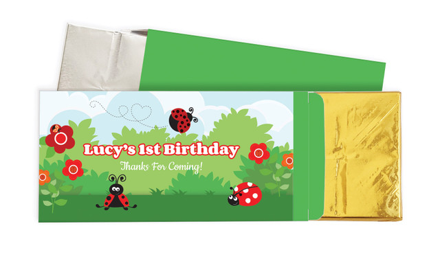 Lady Bug Birthday Personalised Chocolate Bar In A Box