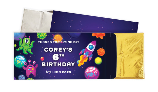 Outerspace Birthday Personalised Chocolate Bar In A Box