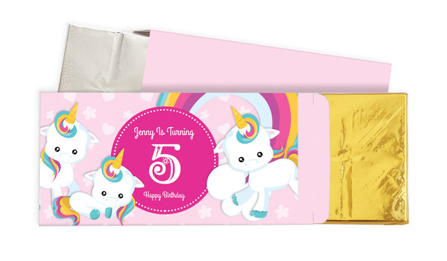 Unicorn Trio Birthday Personalised Chocolate Bar In A Box