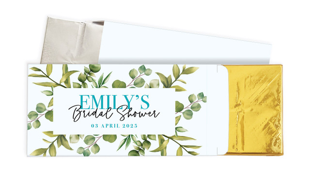 Eucalypt Bridal Shower Personalised Chocolate Bar In A Box