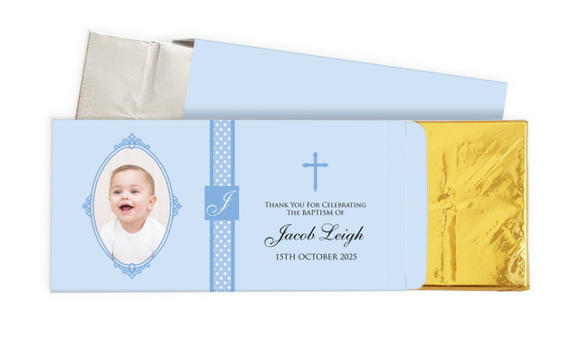 Initial Blue Christening Personalised Chocolate Bar In A Box