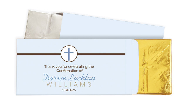Cross Blue Confirmation Personalised Chocolate Bar In A Box