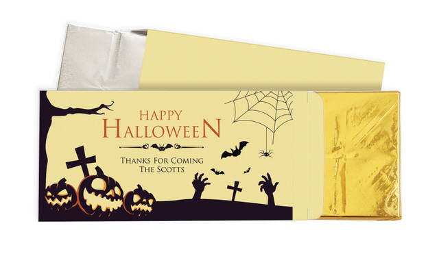 Graveyard Pumpkins Halloween Personalised Chocolate Bar In A Box