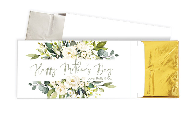 White Roses Mothers Day Personalised Chocolate Bar In A Box