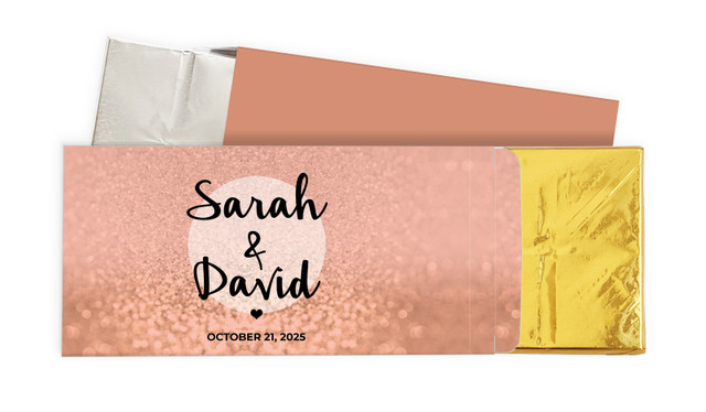 Glitter Rose Gold Wedding Personalised Chocolate Bar In A Box