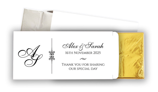 Initials Wedding Personalised Chocolate Bar In A Box