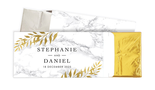 Marble & Fern Wedding Personalised Chocolate Bar In A Box