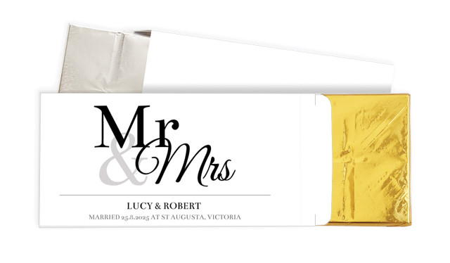 Mr & Mrs Announcement White Wedding Personalised Chocolate Bar In A Box