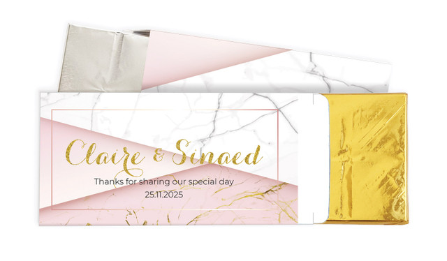 Pink And Marble Wedding Personalised Chocolate Bar In A Box