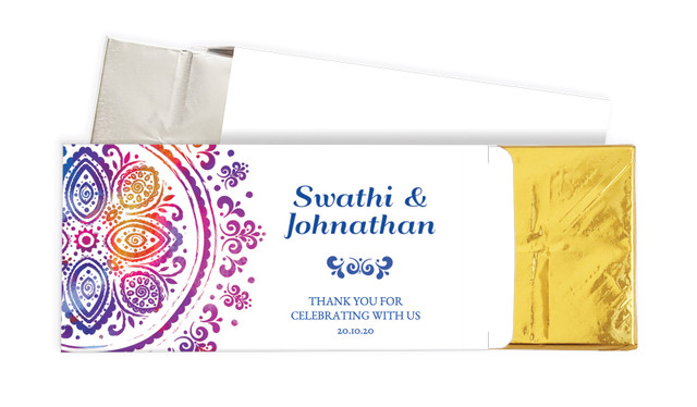 Radiant Mandala Wedding Personalised Chocolate Bar In A Box
