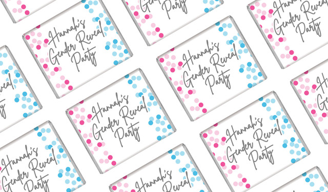 Confetti Gender Reveal Custom Baby Shower Mini Chocolates