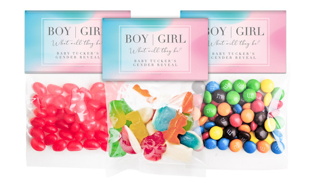 Blended Gender Reveal Personalised Lolly Bag With Topper