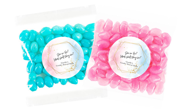 Hexagon Gender Reveal Personalised Lolly Bag 55g (Choice Of Filling)