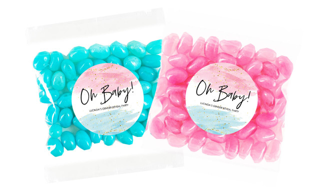 Paint Strokes Gender Reveal Personalised Lolly Bag 55g (Choice Of Filling)
