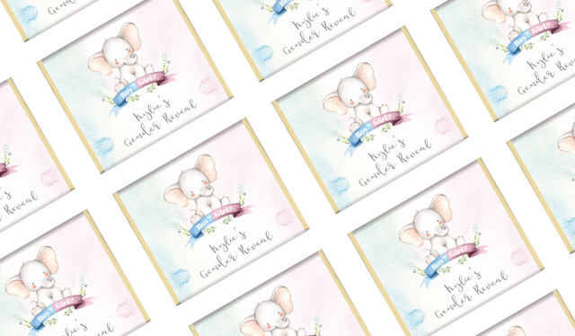Sitting Elephants Gender Reveal Custom Baby Shower Mini Chocolates
